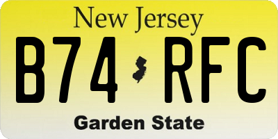 NJ license plate B74RFC