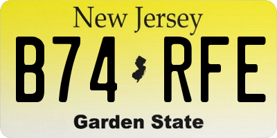 NJ license plate B74RFE