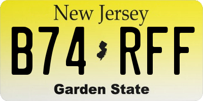 NJ license plate B74RFF