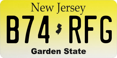 NJ license plate B74RFG
