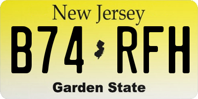 NJ license plate B74RFH