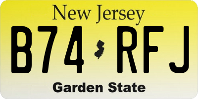 NJ license plate B74RFJ
