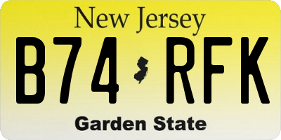 NJ license plate B74RFK