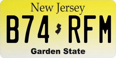 NJ license plate B74RFM