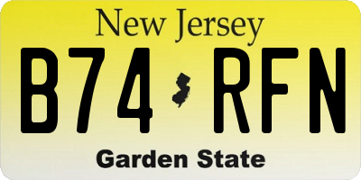 NJ license plate B74RFN