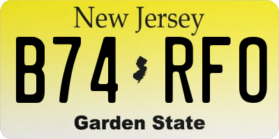NJ license plate B74RFO