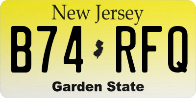 NJ license plate B74RFQ