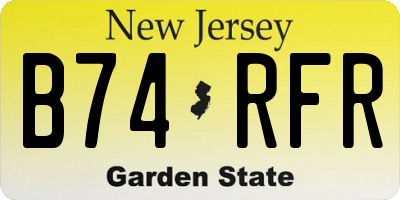 NJ license plate B74RFR