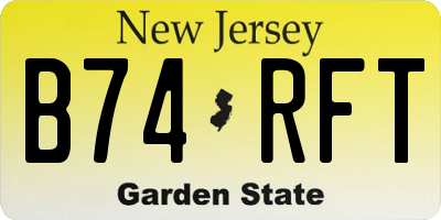 NJ license plate B74RFT