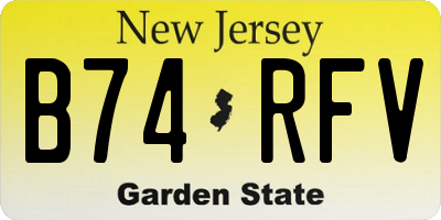 NJ license plate B74RFV