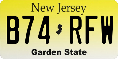 NJ license plate B74RFW