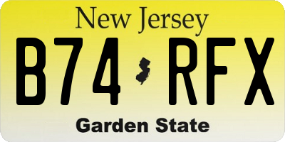 NJ license plate B74RFX