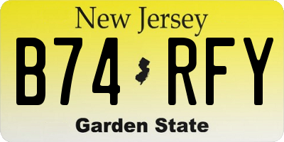 NJ license plate B74RFY