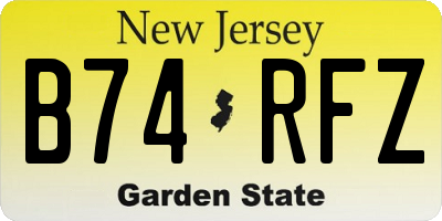 NJ license plate B74RFZ