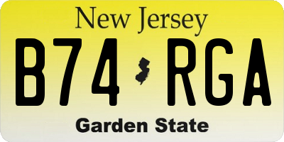 NJ license plate B74RGA