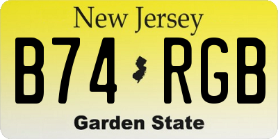 NJ license plate B74RGB