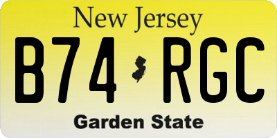 NJ license plate B74RGC
