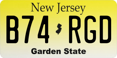 NJ license plate B74RGD