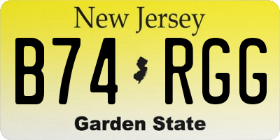 NJ license plate B74RGG