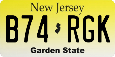 NJ license plate B74RGK