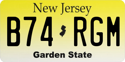 NJ license plate B74RGM