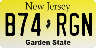 NJ license plate B74RGN