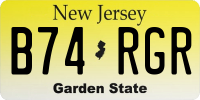 NJ license plate B74RGR