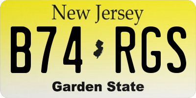 NJ license plate B74RGS