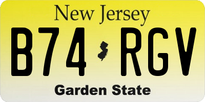NJ license plate B74RGV