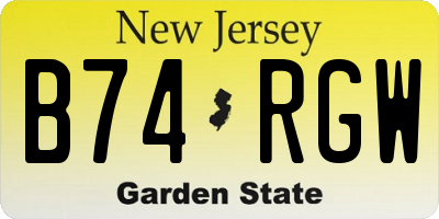 NJ license plate B74RGW