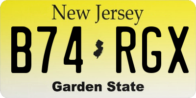 NJ license plate B74RGX