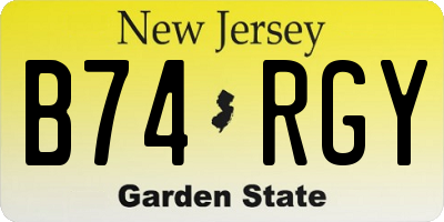 NJ license plate B74RGY