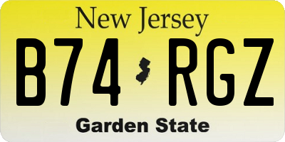 NJ license plate B74RGZ