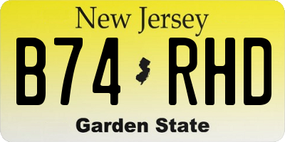 NJ license plate B74RHD