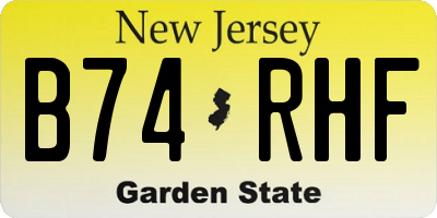NJ license plate B74RHF
