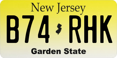 NJ license plate B74RHK