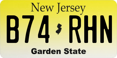 NJ license plate B74RHN
