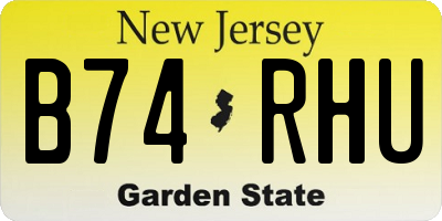 NJ license plate B74RHU