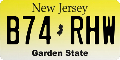 NJ license plate B74RHW