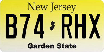 NJ license plate B74RHX