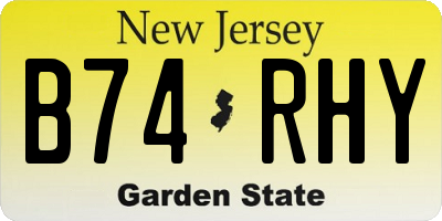 NJ license plate B74RHY