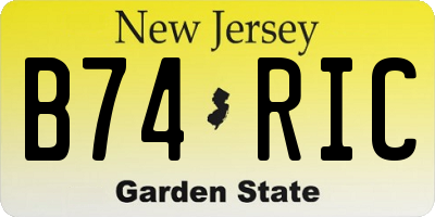 NJ license plate B74RIC