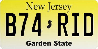 NJ license plate B74RID