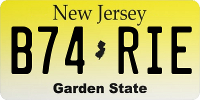 NJ license plate B74RIE