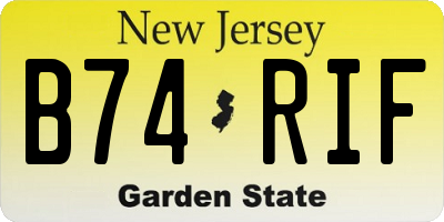 NJ license plate B74RIF