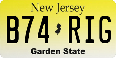 NJ license plate B74RIG