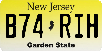 NJ license plate B74RIH