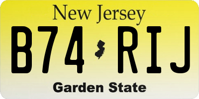 NJ license plate B74RIJ