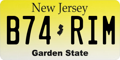 NJ license plate B74RIM