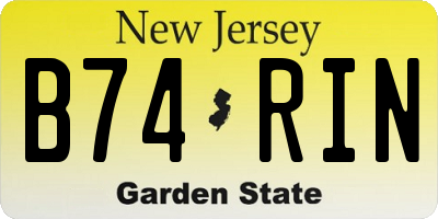 NJ license plate B74RIN